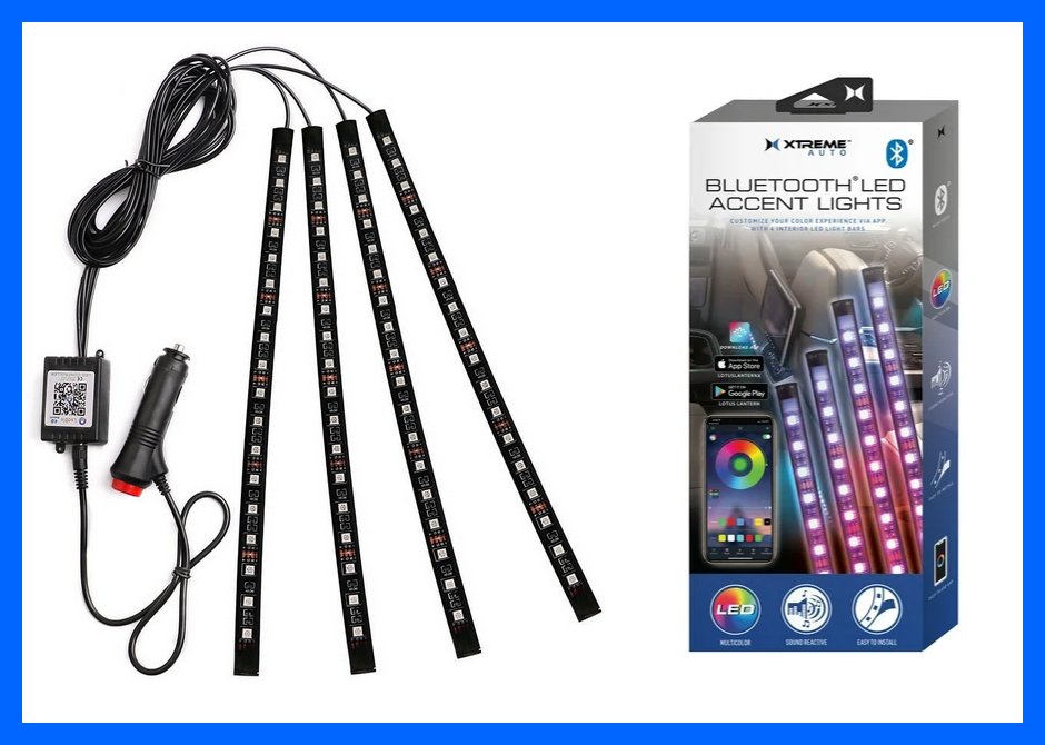 Xtreme 4 bandes lumineuses LED Bluetooth pour voiture Réactif au son Contrôle par application
